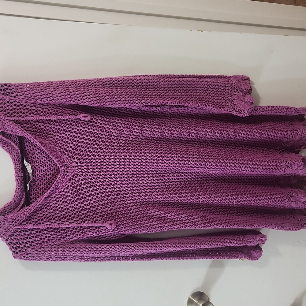 Athleta Purple Crochet Cover Up Dress W/ Hood